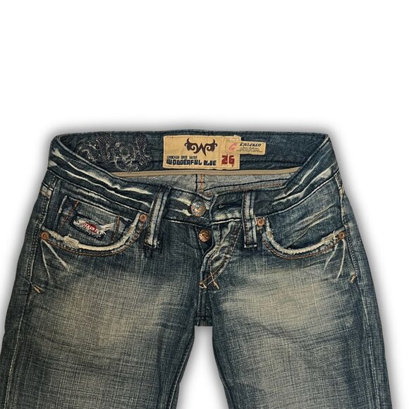 Crocker Straight Low-Rise Distressed Jeans Size 26 100% Cotton Womens Casual Den - Picture 4 of 6